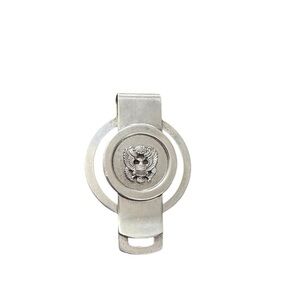 Vintage U.S. Great Seal Eagle Money Clip Silver Tone Military Style Initials CB